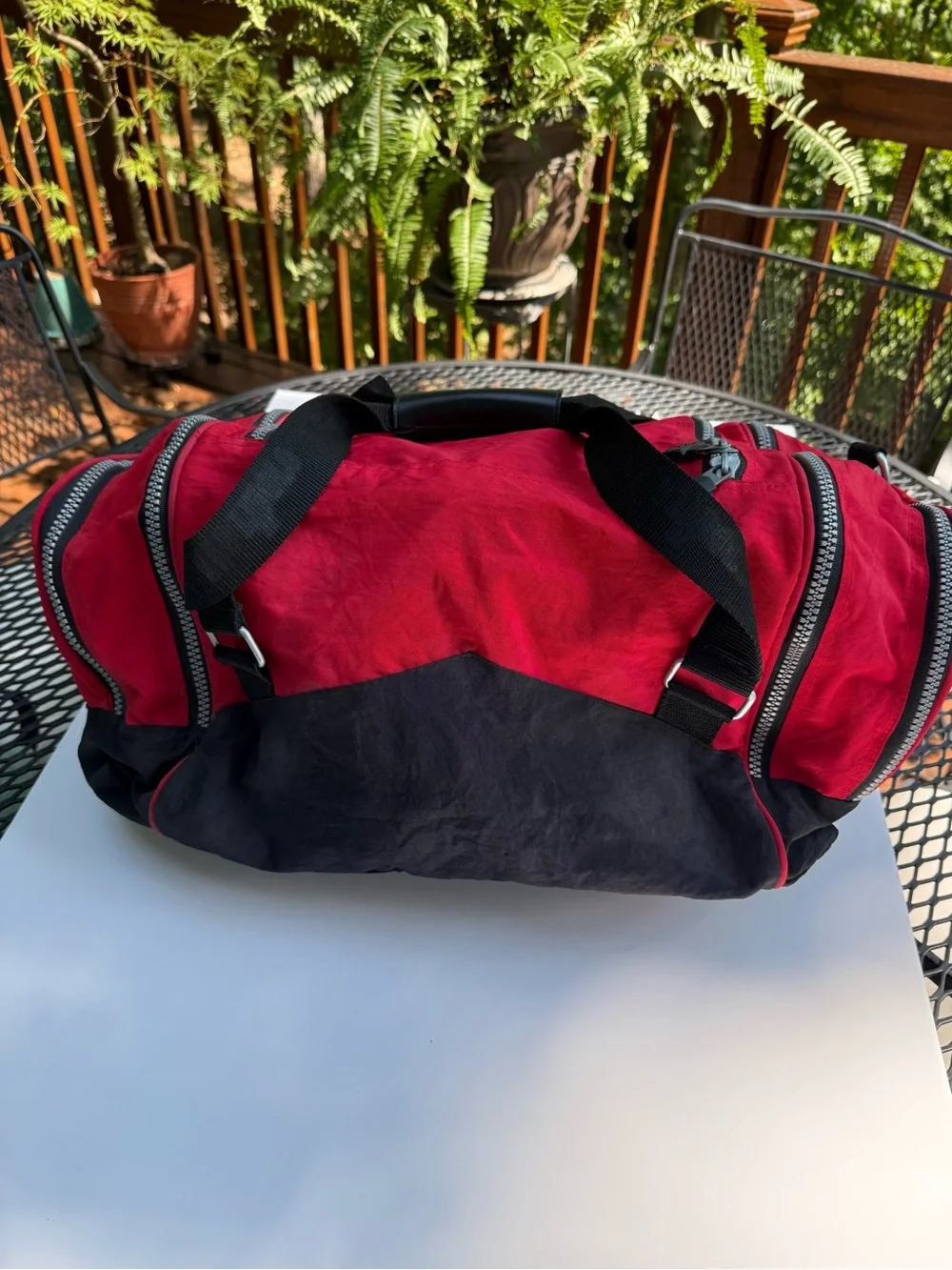 Marlboro Logo Red and Black Duffel with Branded Straps  Vintage